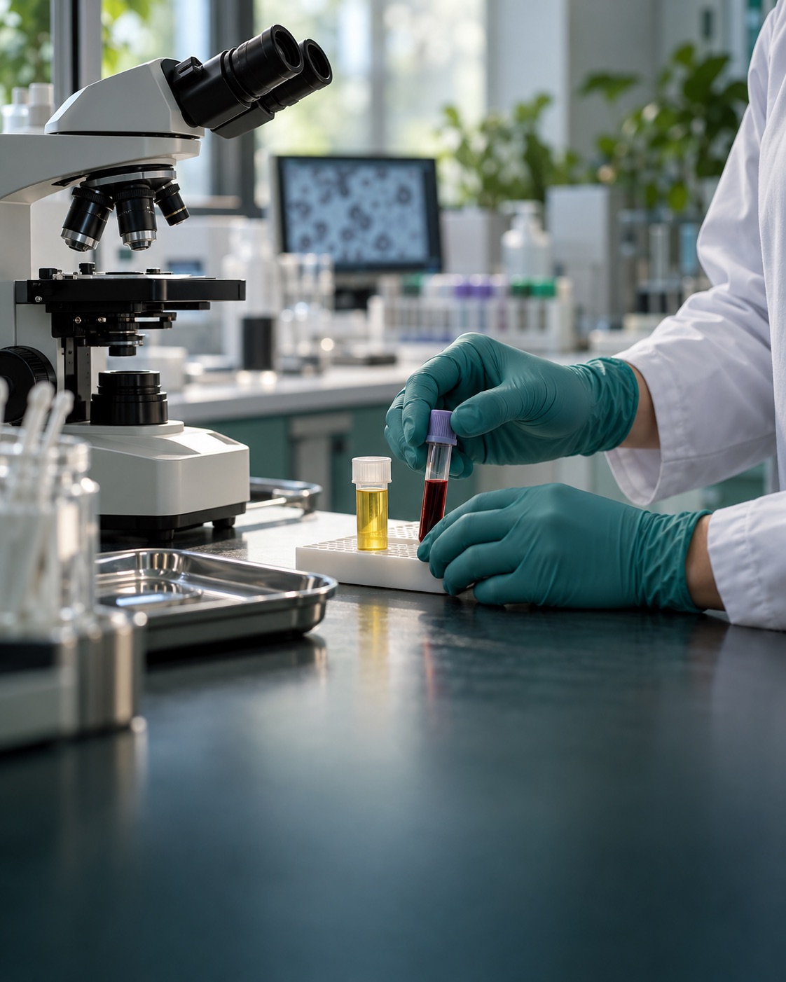 Editorial illustration of laboratory sample work